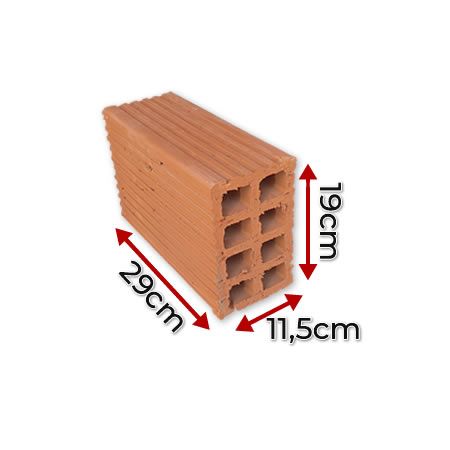 Bloco Cerâmico 11,5x19x29 08 Furos